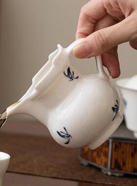 绘手蝴蝶兰花公道茶家杯陶瓷海用白瓷茶具零配件公杯分茶器防ELH