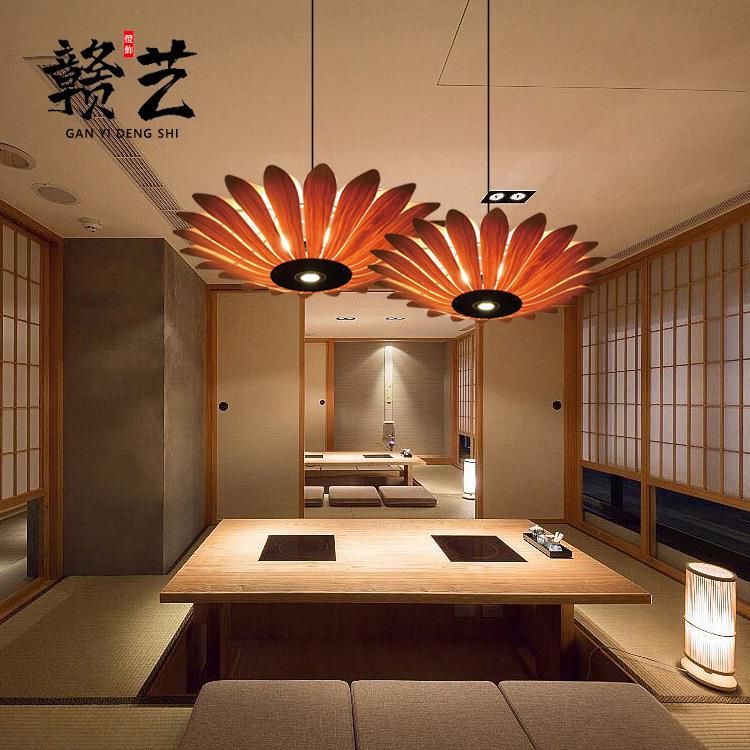 中式仿古木艺灯客厅卧室灯东南亚木皮灯餐厅酒店茶楼创意木吊灯