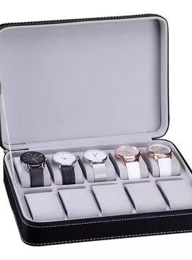 正品身梦冉3圆筒手表盒位手表收纳首饰手镯随包戒盒指收纳盒PU皮