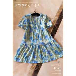 78区78.11蓝绿绣球花纯棉平布1米长1.1米宽数码印花手工书衣