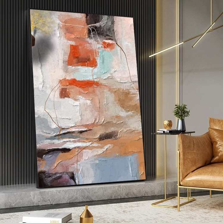 酒店装饰画抽象北欧客厅挂画艺术卧室餐厅色块高级感玄关画批发图片