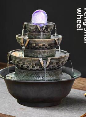 八房来彩风水轮流水喷泉装饰循环水桌装饰客厅桌面招财进宝凤凰水