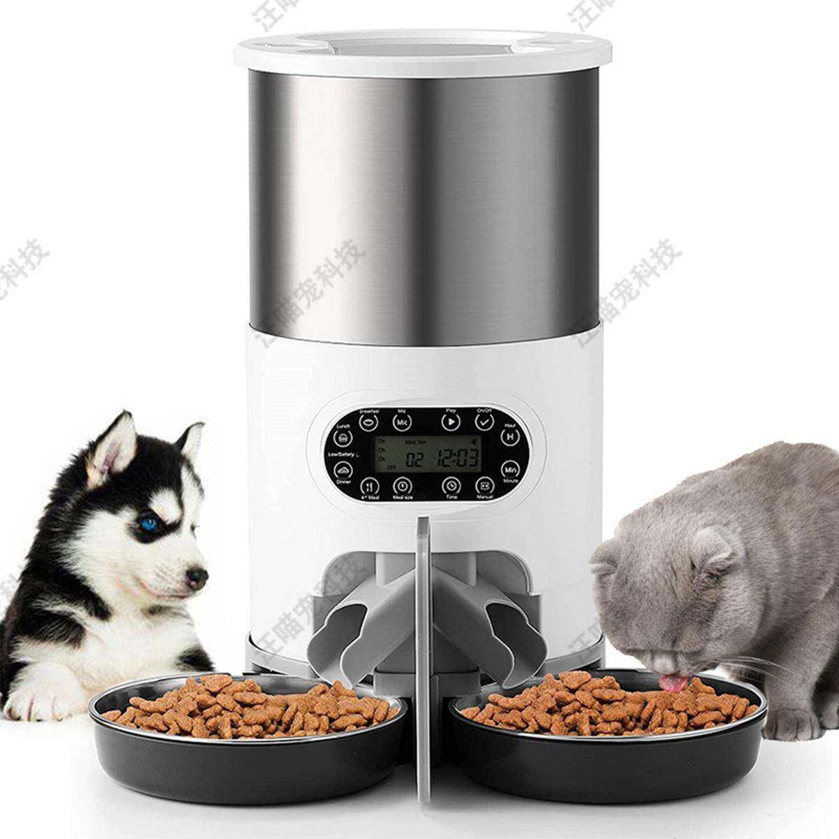 宠物自动喂食器猫咪智能自动双出食喂食器不锈钢喂食器定点喂食器