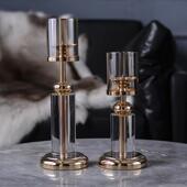 北欧轻奢水晶烛台样板间客厅玄关水晶摆件家用烛光晚餐浪漫蜡烛台