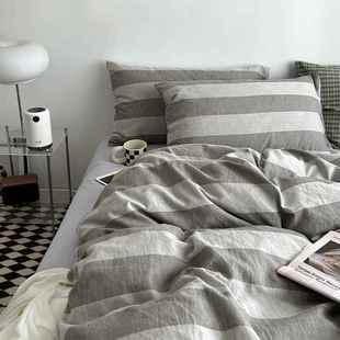 高档上清仓 格子全棉四件套被套单简约床1.8米12m床用品双 纯棉