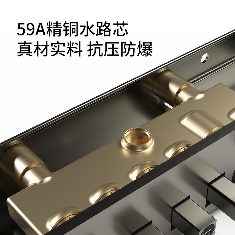 新款直销全铜恒温冷热浴室花洒套装枪灰色数显大置物台淋浴增压硅