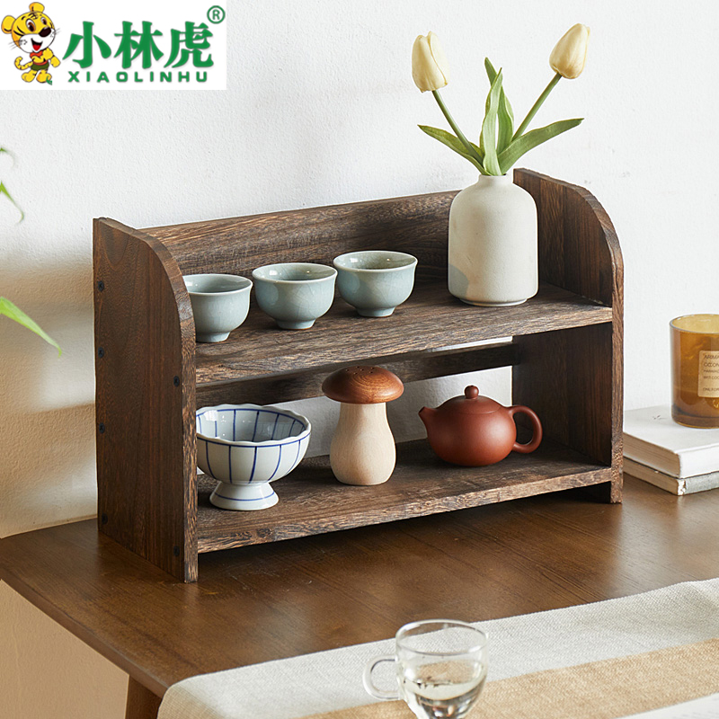 新款博古架实木中式桌面桌上置物架茶具茶杯展示架多宝阁茶壶架摆
