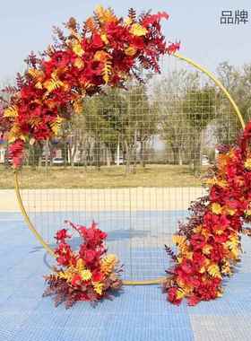 新款婚庆圆网格形网格拱门森系球装MTO饰铁艺格路引背气景网屏风