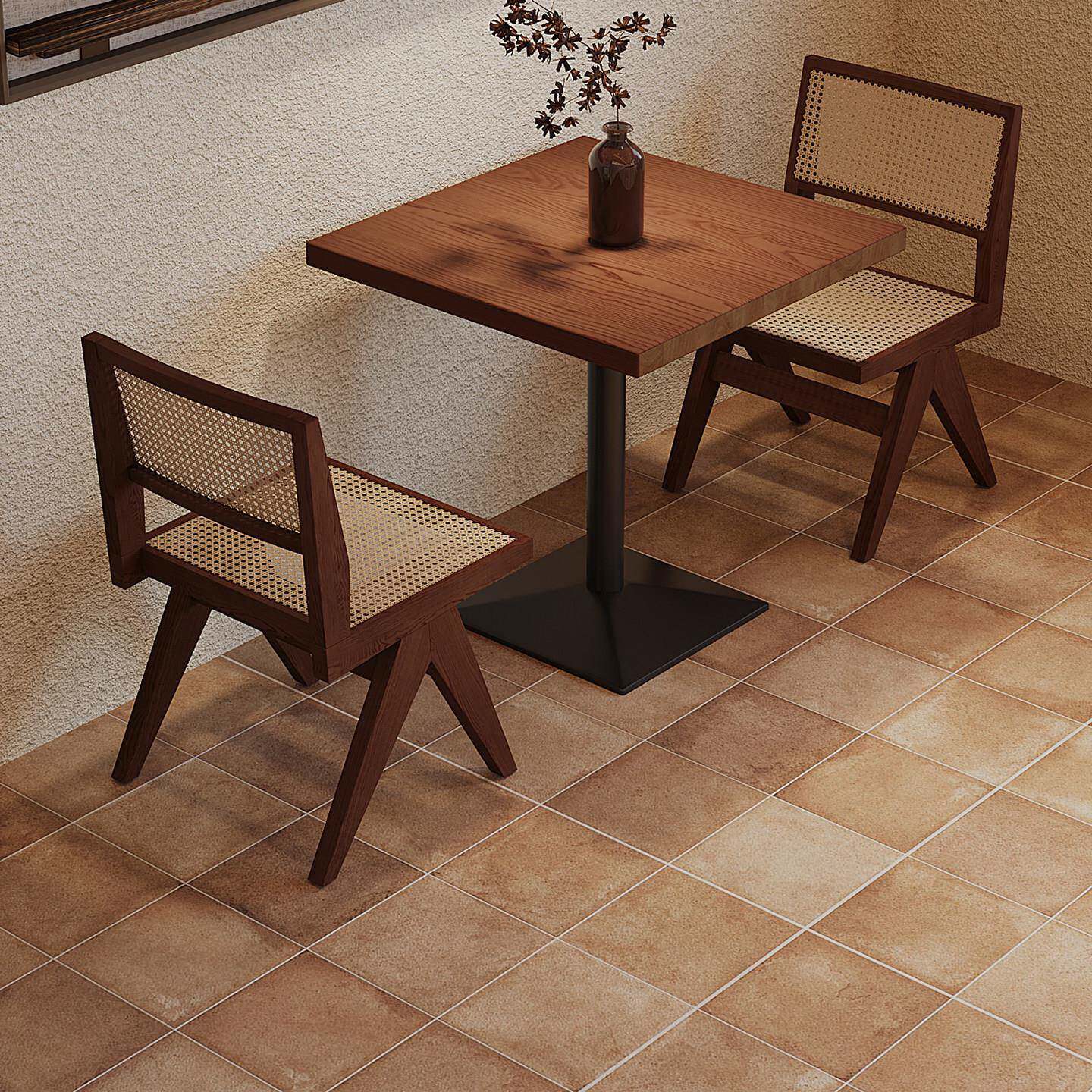 奶茶甜品店实木小方桌商场餐厅正方形餐桌咖啡馆酒吧复古吃饭桌椅