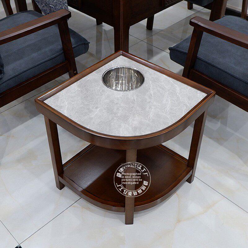 实木麻将茶几石板高档棋牌室专用茶几茶室小边桌茶室麻将桌茶架
