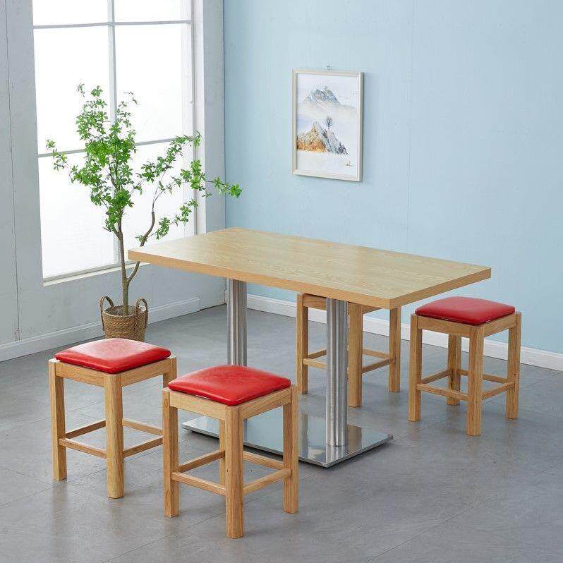 快餐桌椅长方形实木多层板商用小吃店奶茶餐饮麻辣烫饭店面馆组合