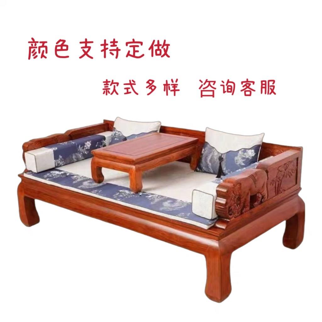 老榆木罗汉床中式明清实木罗汉床明清彷古罗汉榻推拉罗汉床三件套