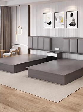 宾馆双人床床酒店间全套家具民宿单人床电竞酒店出租F77MS8J7房标