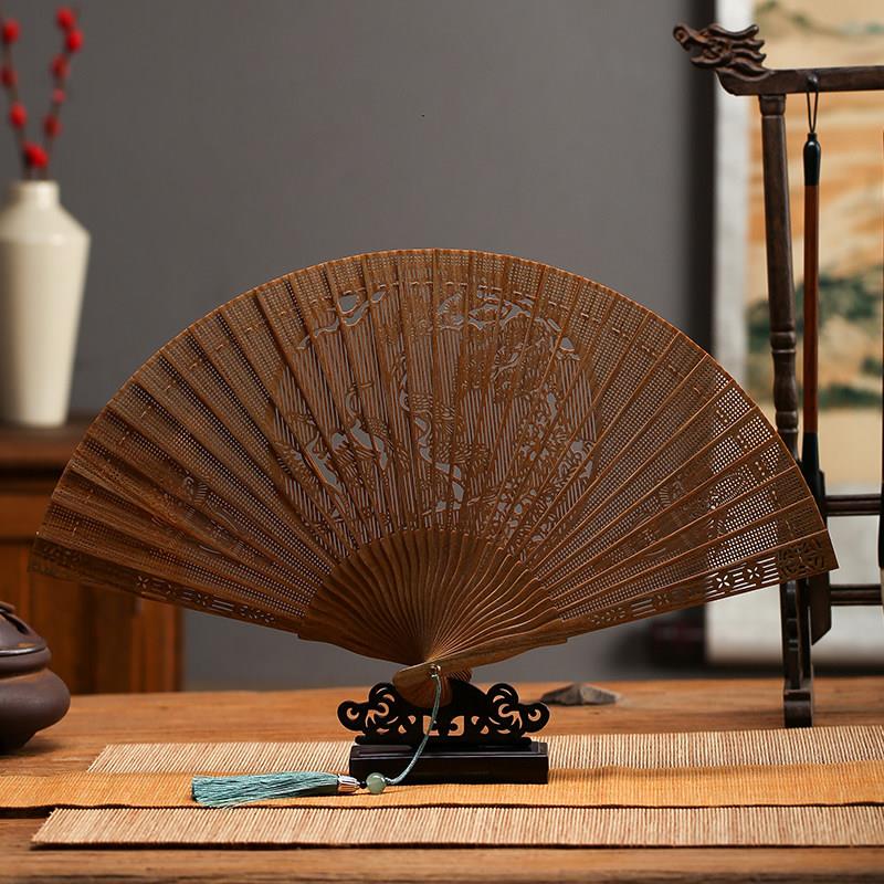 绿檀中国风折扇 高级紫檀古典工艺扇 苏扇文玩收藏品