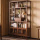 新中式 博古架茶室茶叶摆放架木色茶具茶柜收纳置物架隔断展示架