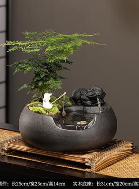 高档茶招流水摆件循环水客厅几办公室桌面水景喷乔泉装饰财迁开业