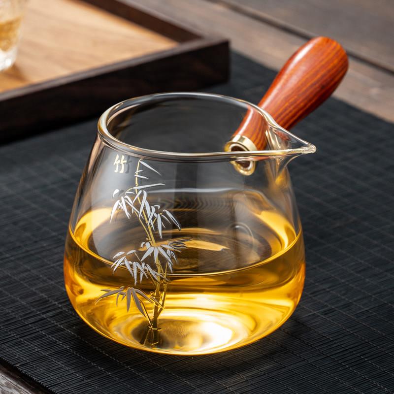 侧把公道杯茶漏套装高档加厚耐热玻璃公杯茶海分茶器过滤功夫茶具