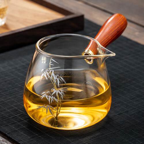 侧把公道杯茶漏套装高档加厚耐热玻璃公杯茶海分茶器过滤功夫茶具