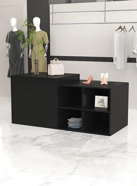 实木多层中岛服装店收银台商用美容院前台接待台店铺小型吧台桌