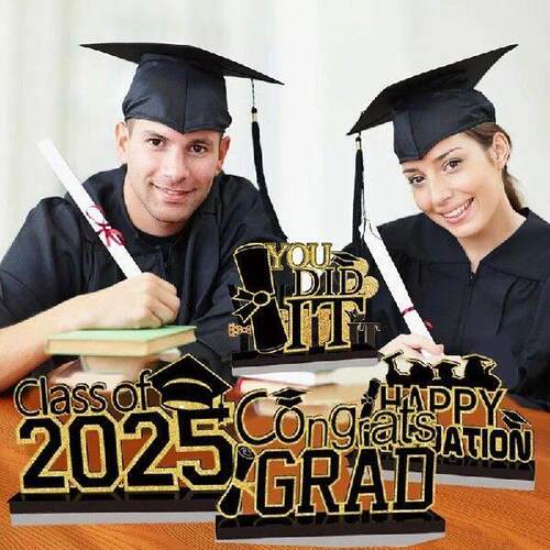 黑金ClassOf2025毕业装饰4件套酒红色主题配件多色选择音乐周边