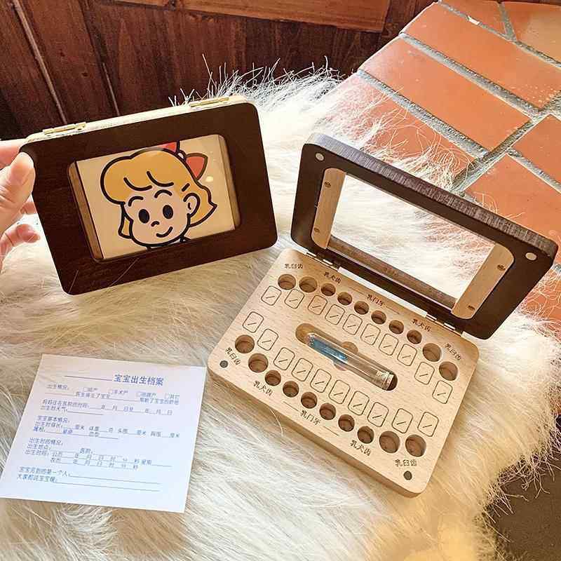乳牙收纳盒牙齿纪念盒男孩女孩儿童宝宝换牙收藏盒木质相框保存盒,收纳整理,乳牙收纳盒,淘宝优惠券,粉丝福利购,淘宝优惠卷