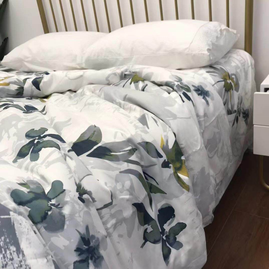 高端100S长绒棉印花纯棉床单1.8米床亲肤细腻贡缎印花双人被套