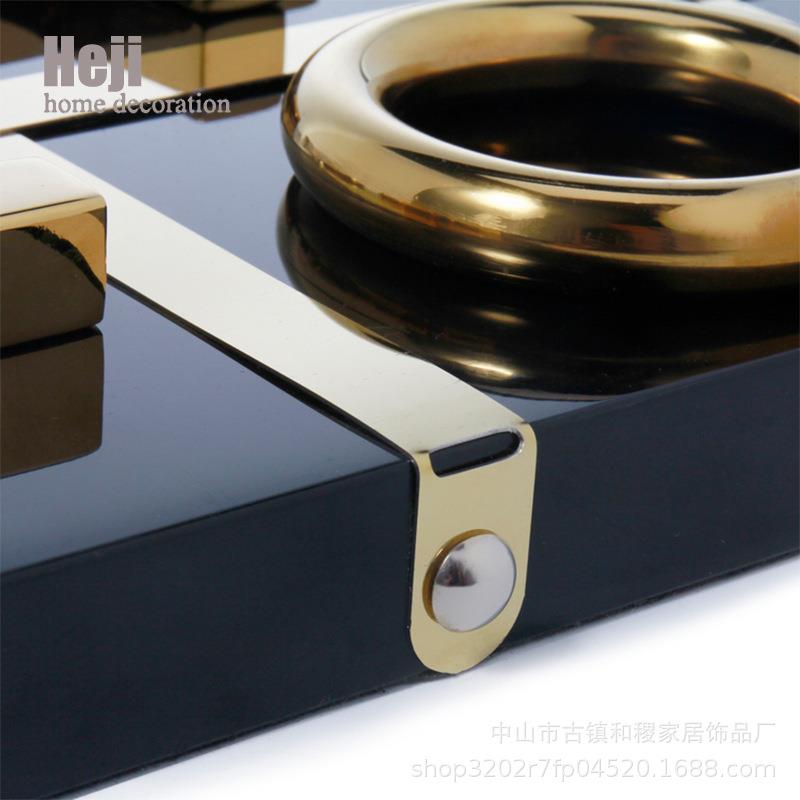 轻奢家居品样板房酒软J-051装不锈钢摆件客厅茶几装棋店盘饰摆件