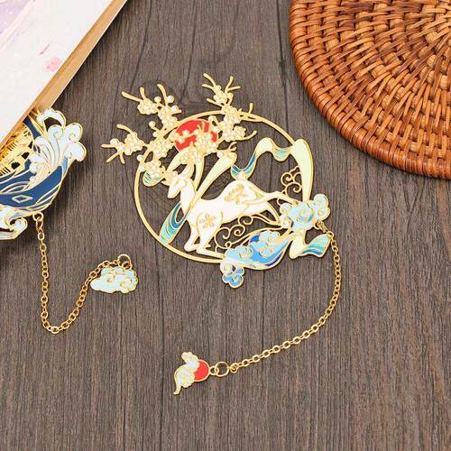 Chinese Style Brass Bookmark Tassel Pendant Retro Book Clip