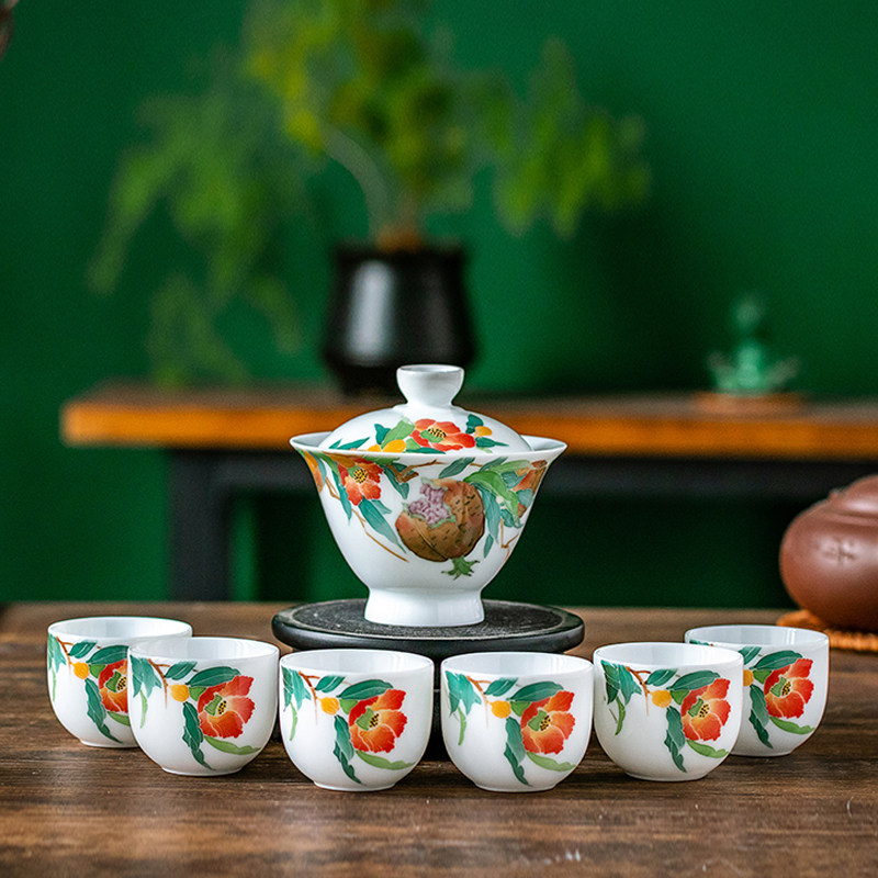 重工高档陶瓷茶具 省大师周爱平手绘三才盖碗品茗杯茶杯家用送礼,餐饮具,茶杯,淘宝优惠券,粉丝福利购,淘宝优惠卷