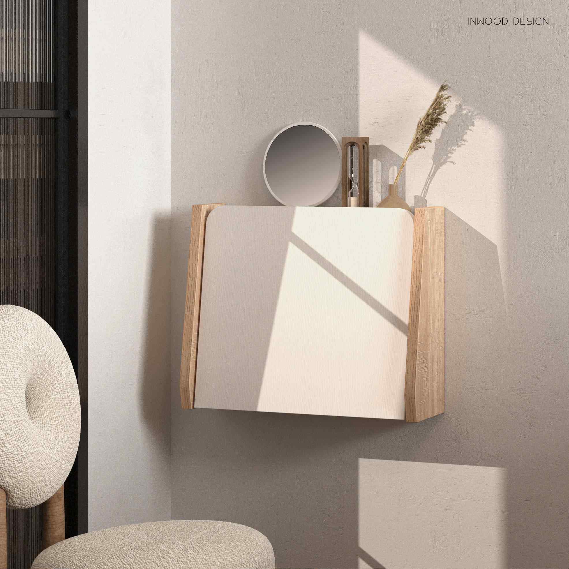 梳妆小尺寸折台叠桌挂墙书式功桌隐形收纳多50能化妆桌小户型床头