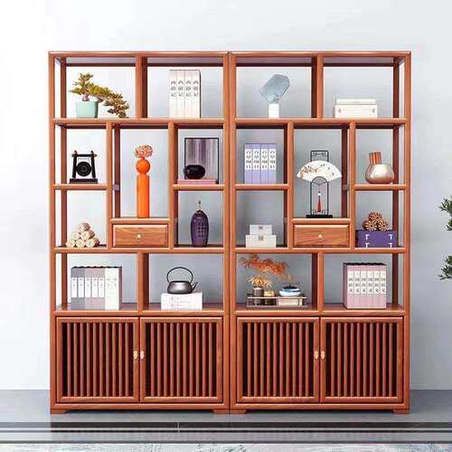 新中式博古架实木仿古南榆木古董架多宝阁展示柜置物架实力工厂