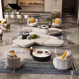 酒店民宿大厅接待区异形沙发售楼处美容院洽谈区桌椅别墅会所沙发