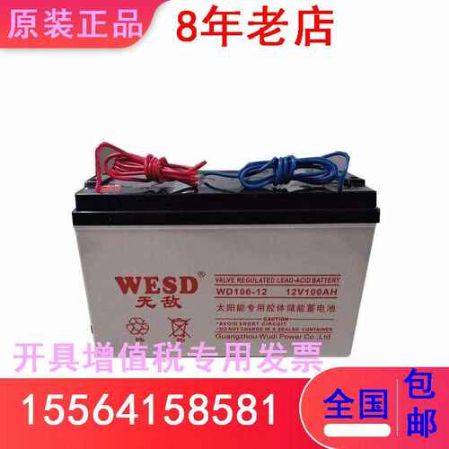 WESD蓄电池WD100-12路灯系统 设备电源UPS应急12V100AH直流屏