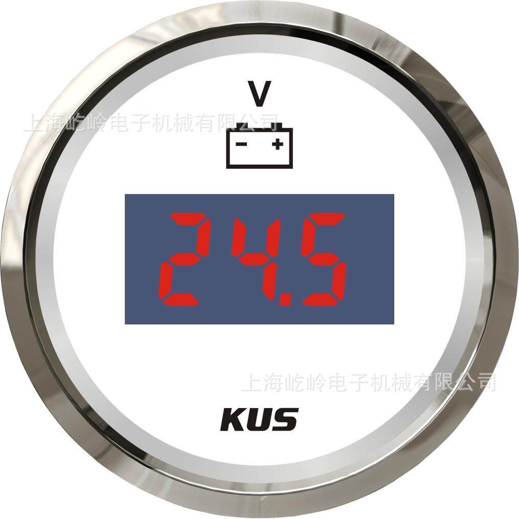KUS数显数字电压表 12V/24V 船用车用 白色/黑色
