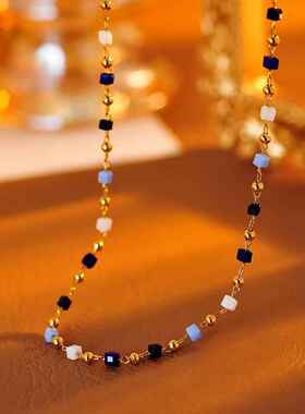 2025新款花迹彩色串珠颈链小清新锁骨链轻奢时尚礼物项链