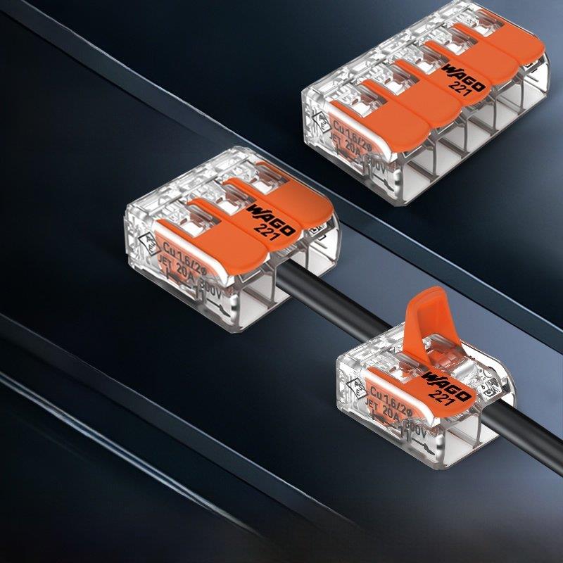 WAGO万可按压式接线端子221-412/413/415大功率分接线连接器盒装