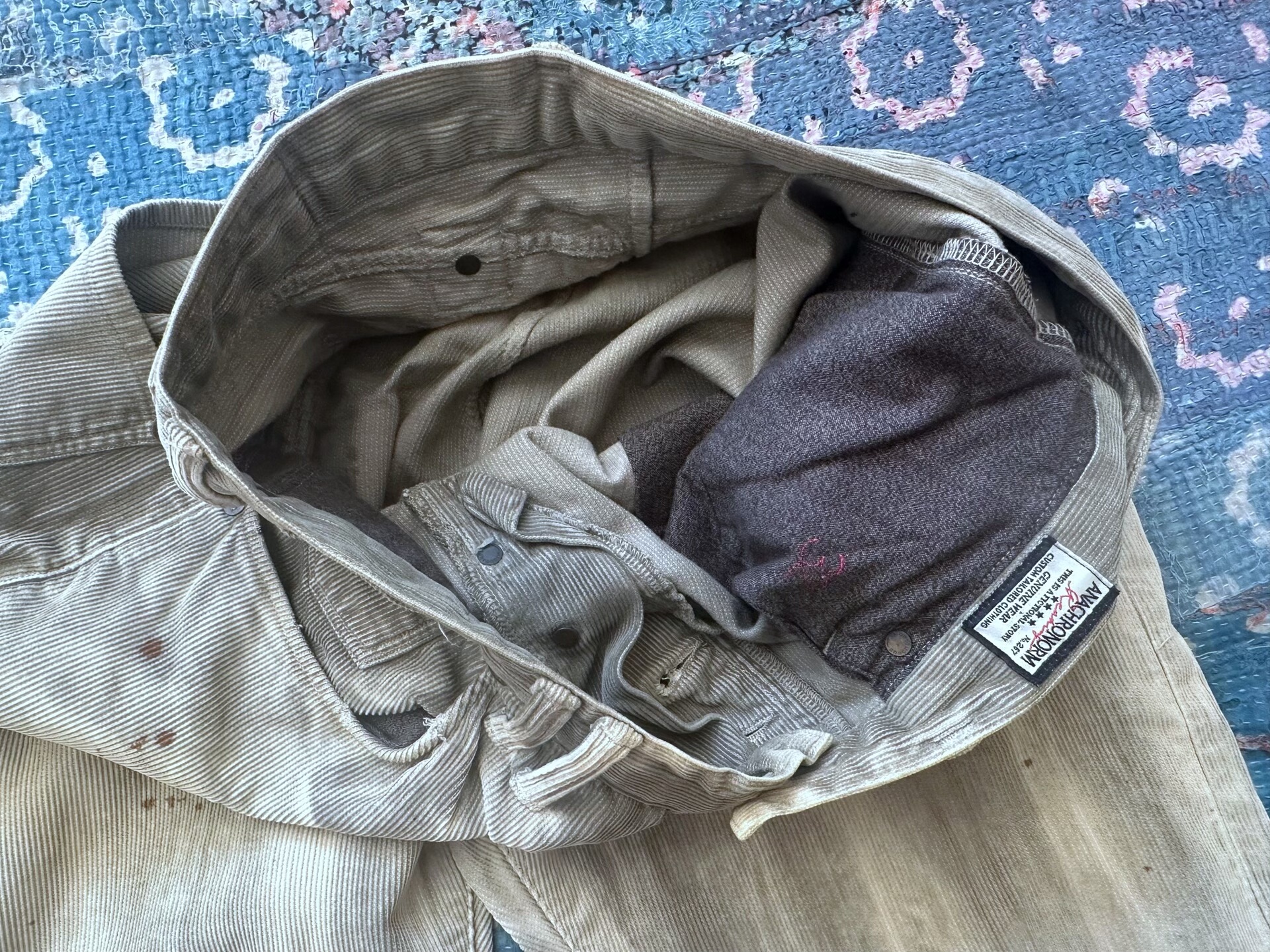 Anachronorm Corduroy Distressed Casual Pants — label