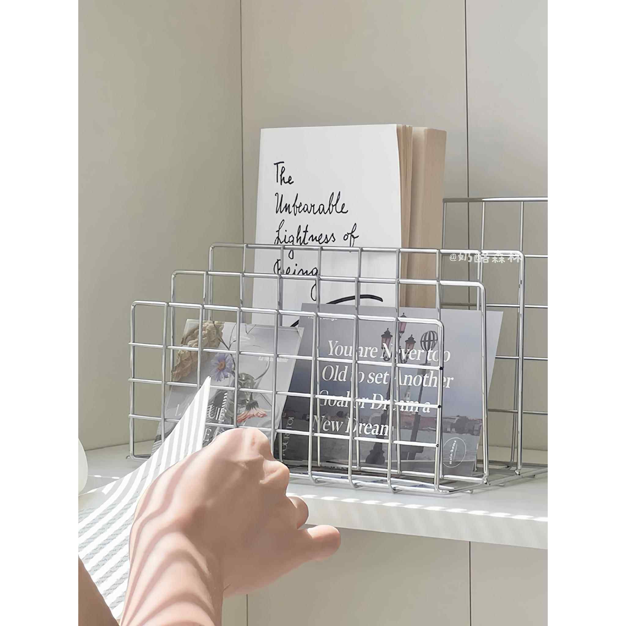 北欧ins风铁艺书报架杂志架桌面收纳架网格置物架简约金属书立架,住宅家具,书报架,淘宝优惠券,粉丝福利购,淘宝优惠卷