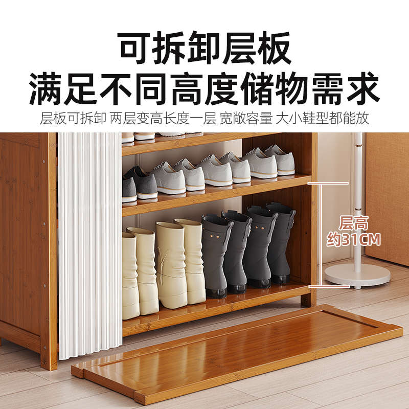 多功能防尘布帘鞋帽架多层鞋柜挂衣架一体卧室玄关落地出租房家用