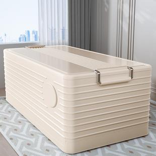 收纳箱厚理QM 大容量加塑衣服整箱玩具储物箱折叠带轮后备箱 9909