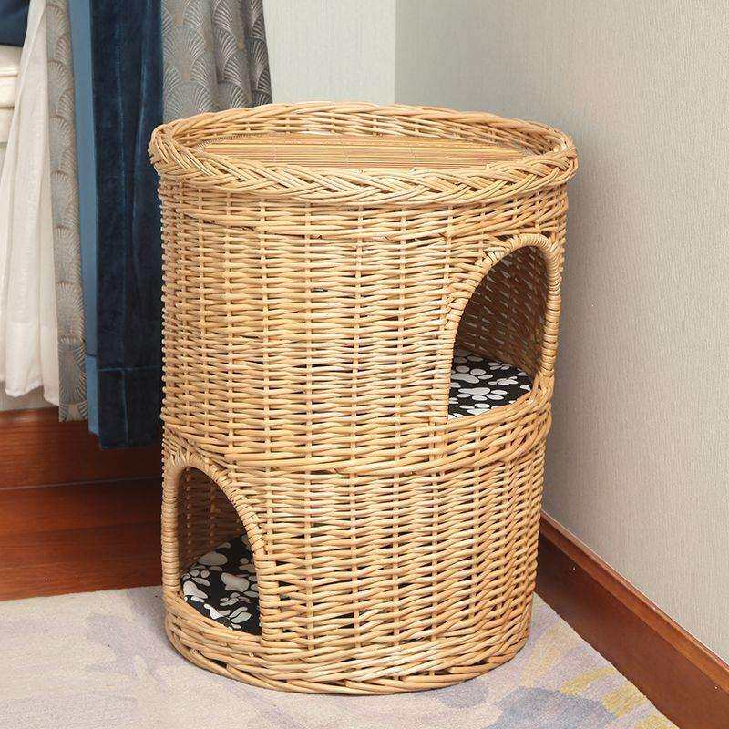 夏季猫窝双层加大号猫笼藤编猫别墅网红爆款猫舍四季通用猫富之云