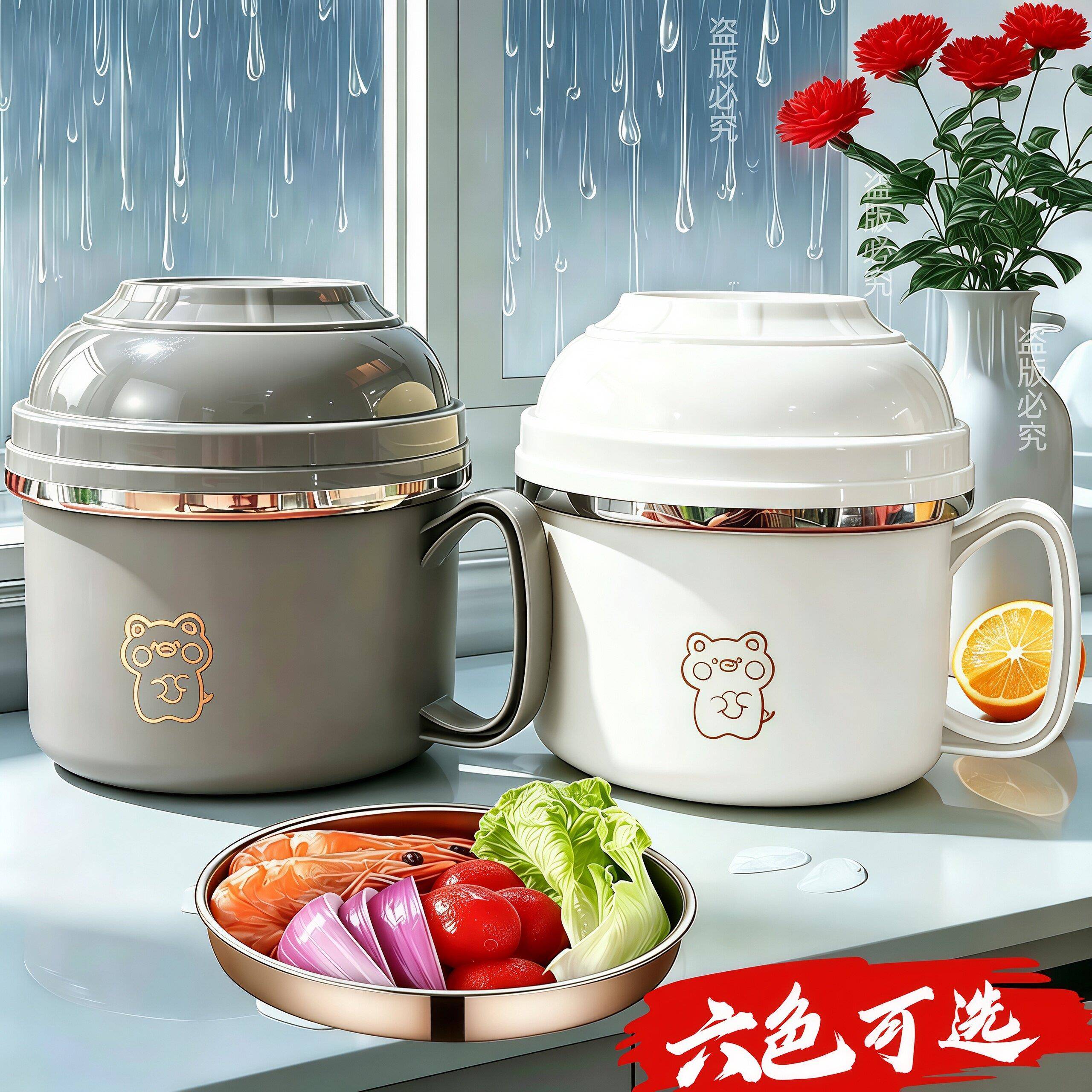 食品级不锈钢快餐杯保温三层饭盒泡面碗汤碗学生饭碗便当盒餐盒