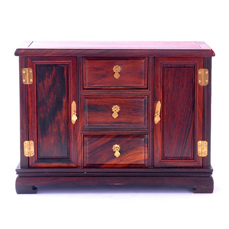 艺品 明清底座柜模型雕工摆件红木缩 酸 三斗红微型中式枝小家具