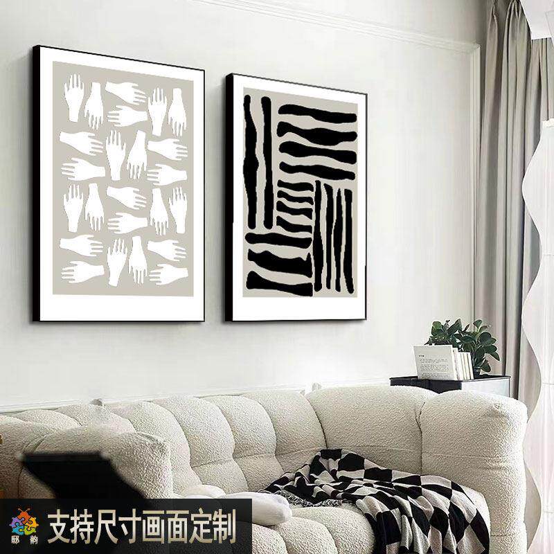 抽象艺术卧室床头装饰画 画现代简约饭厅客厅黑白二联两联幅软装