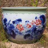 饰缸 园林装 洗浴缸 手绘青花山水特大号缸 景德镇陶瓷大号鱼缸