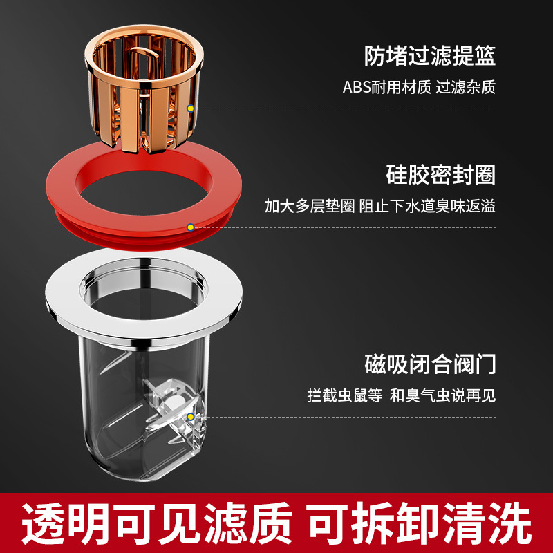 卫生间通用地漏防臭厕所防虫地漏