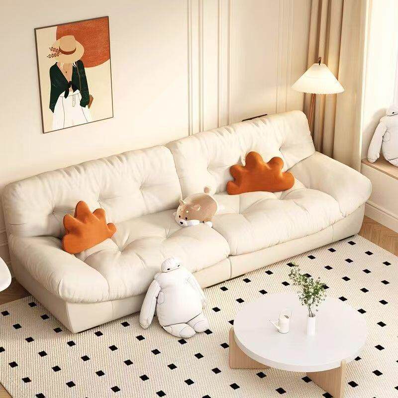 北欧沙发床家用小户型简约现代直排单双人位懒人沙发休闲奶油沙发