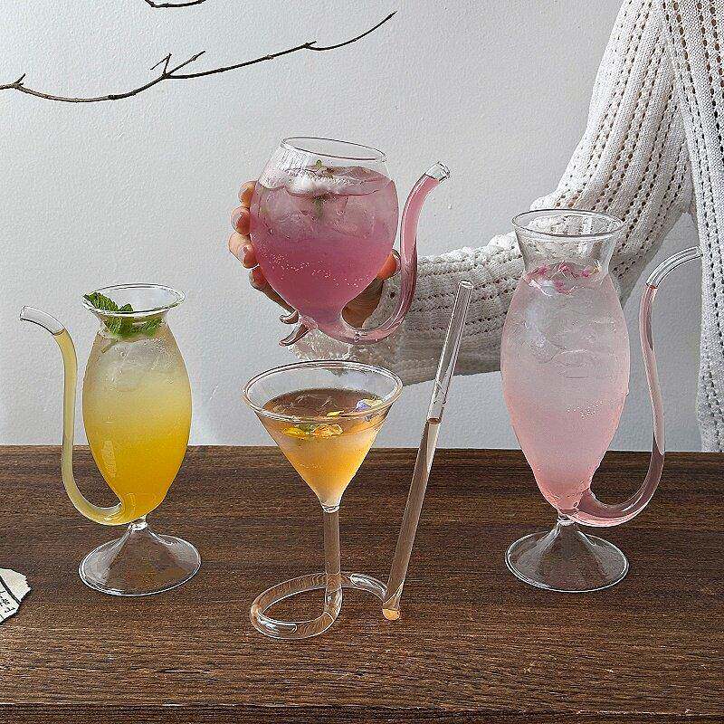 ins吸血鬼酒杯调酒玻璃杯分子鸡尾酒杯水杯果汁杯个性异形吸0819z