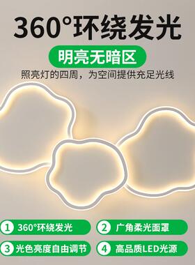 客厅灯202光5新款全灯谱401L护眼云朵吸顶灯现代简约大气中山灯具