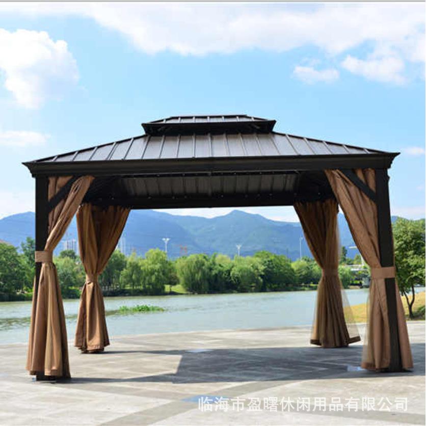 户外卢森堡露天棚花园别墅庭院遮阳棚镀锌豪华双顶棚四柱凉亭